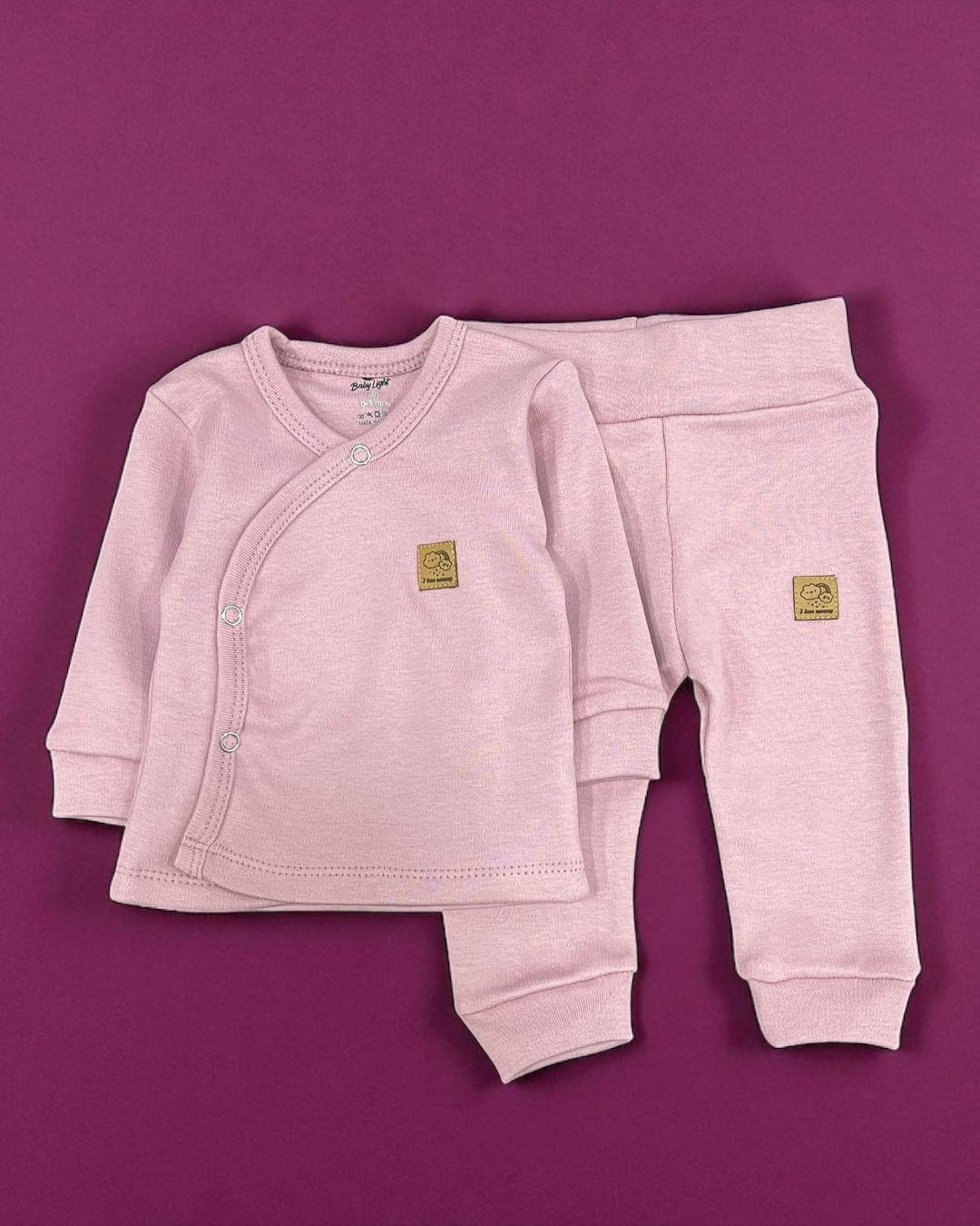 Baby cotton hospital set dusty rose