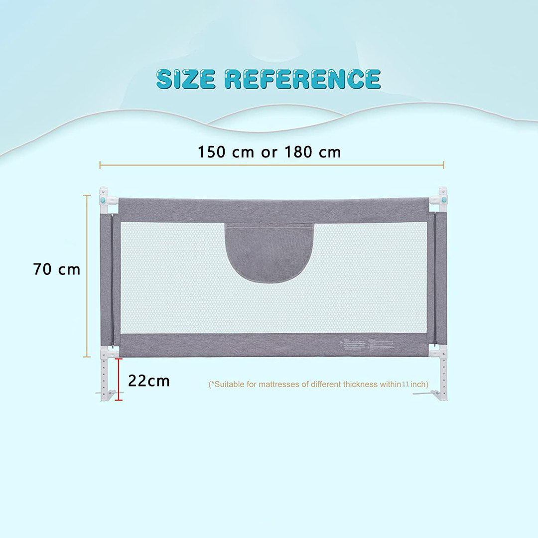 Bed Guard Safety Bed Barrier Grey