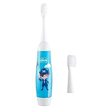 Chicco Electric Toothbrush for Children with Light Vibration, Soft Bristles, Ergonomic Grip, Replacement Head and Cap - Toothbrush for Children 3 Years Old