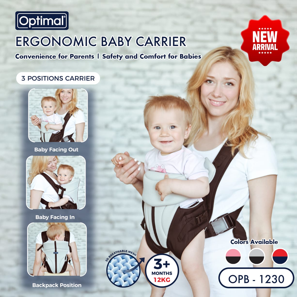 Optimal ergonomic baby carrier 3 months BabyLight