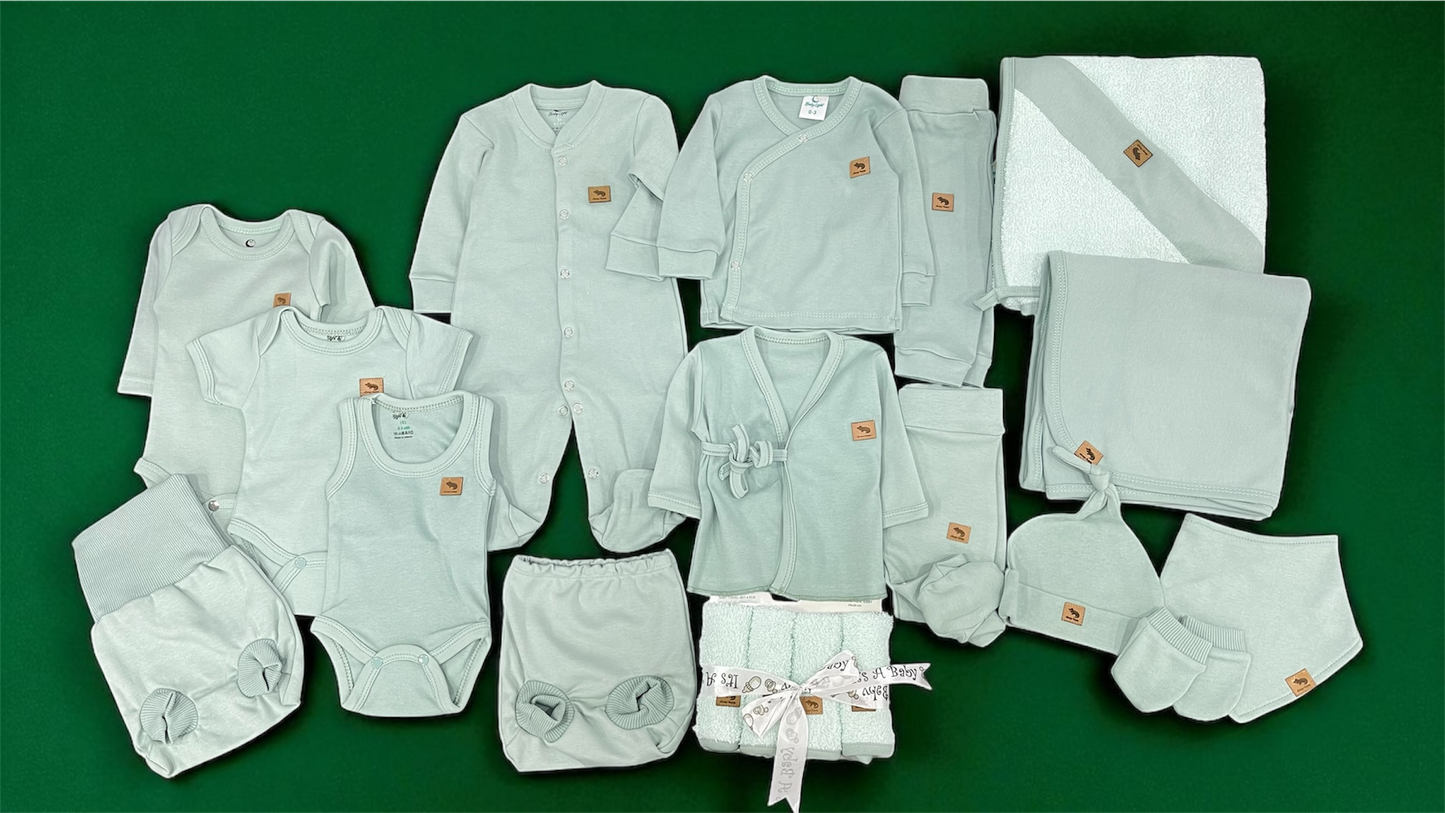Baby cotton hospital set mint green