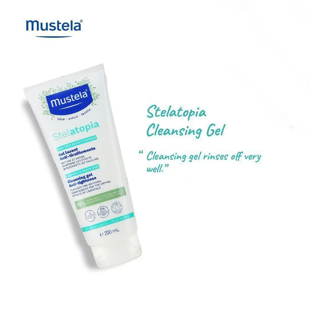 Mustela Stelatopia Eczema-Prone Skin Cleansing Gel - Baby Face & Body Wash with Natural Avocado & Sunflower Oil - Fragrance-Free & Tear Free - Various Sizes