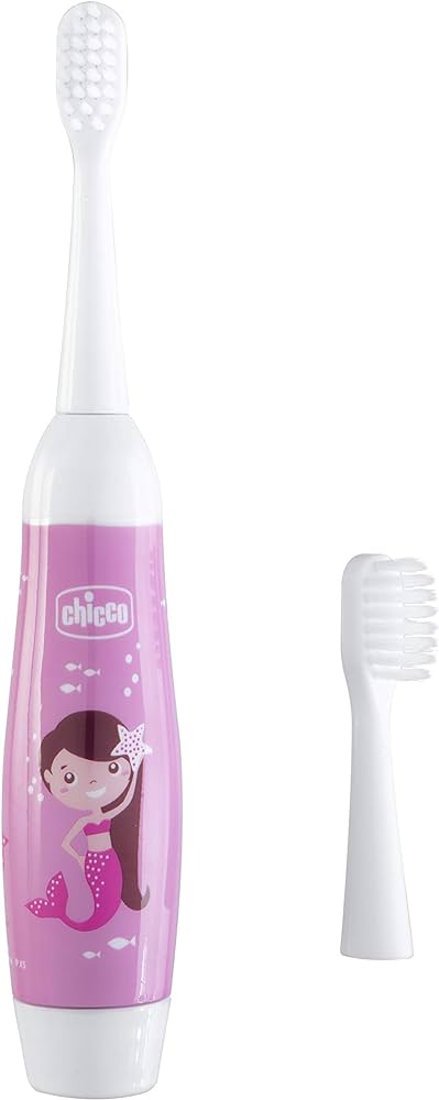 Chicco Electric Toothbrush for Children with Light Vibration, Soft Bristles, Ergonomic Grip, Replacement Head and Cap - Toothbrush for Children 3 Years Old