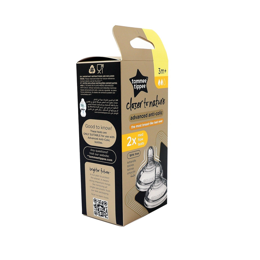Tommee Tippee Closer To Nature Advanced Anti Colic 2 Medium Flow Teats 3 Months +