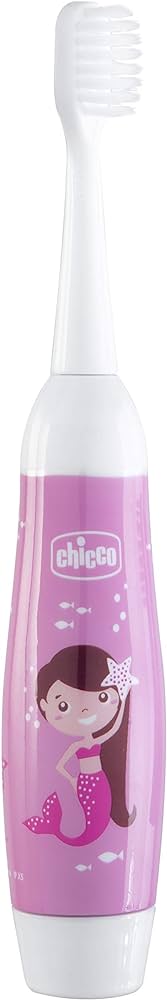 Chicco Electric Toothbrush for Children with Light Vibration, Soft Bristles, Ergonomic Grip, Replacement Head and Cap - Toothbrush for Children 3 Years Old