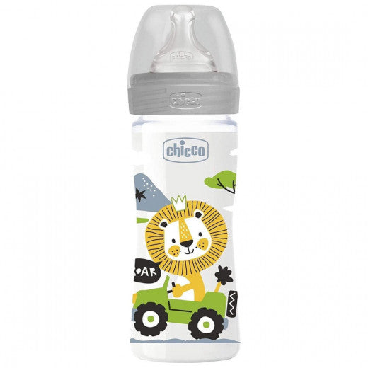 Chicco Well Being Polypropylene Bottle Medium Flow, Grey Color, 250 Ml