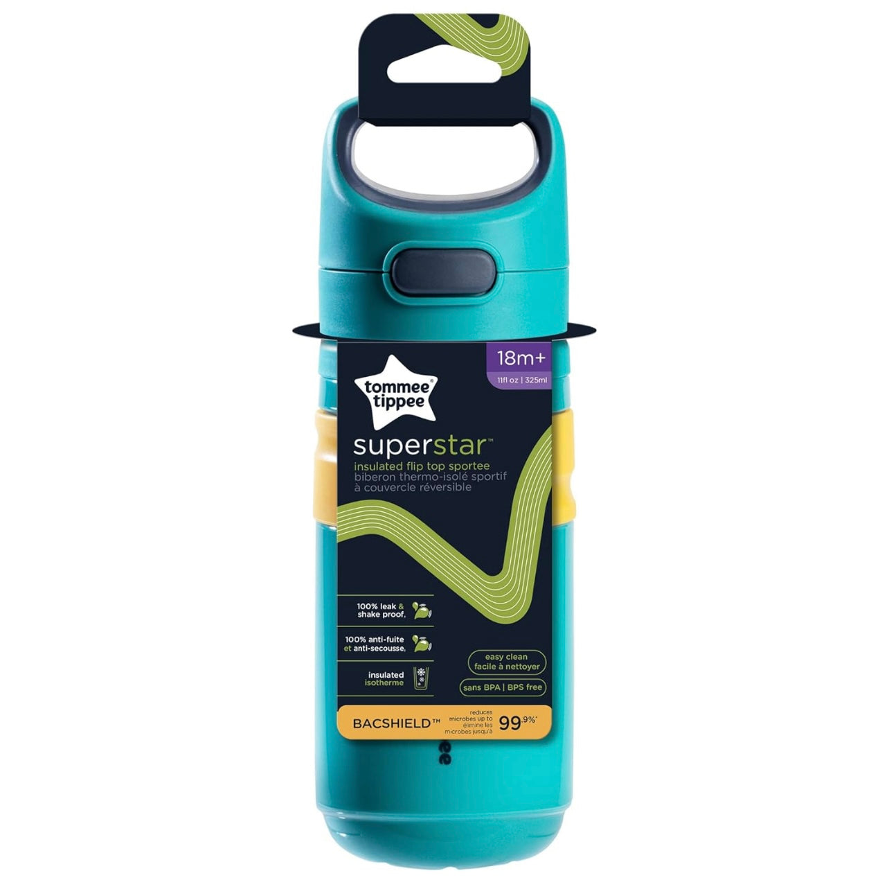 Tommee Tippee 18m+ Superstar 500ml Flip Top Water Bottle Orange