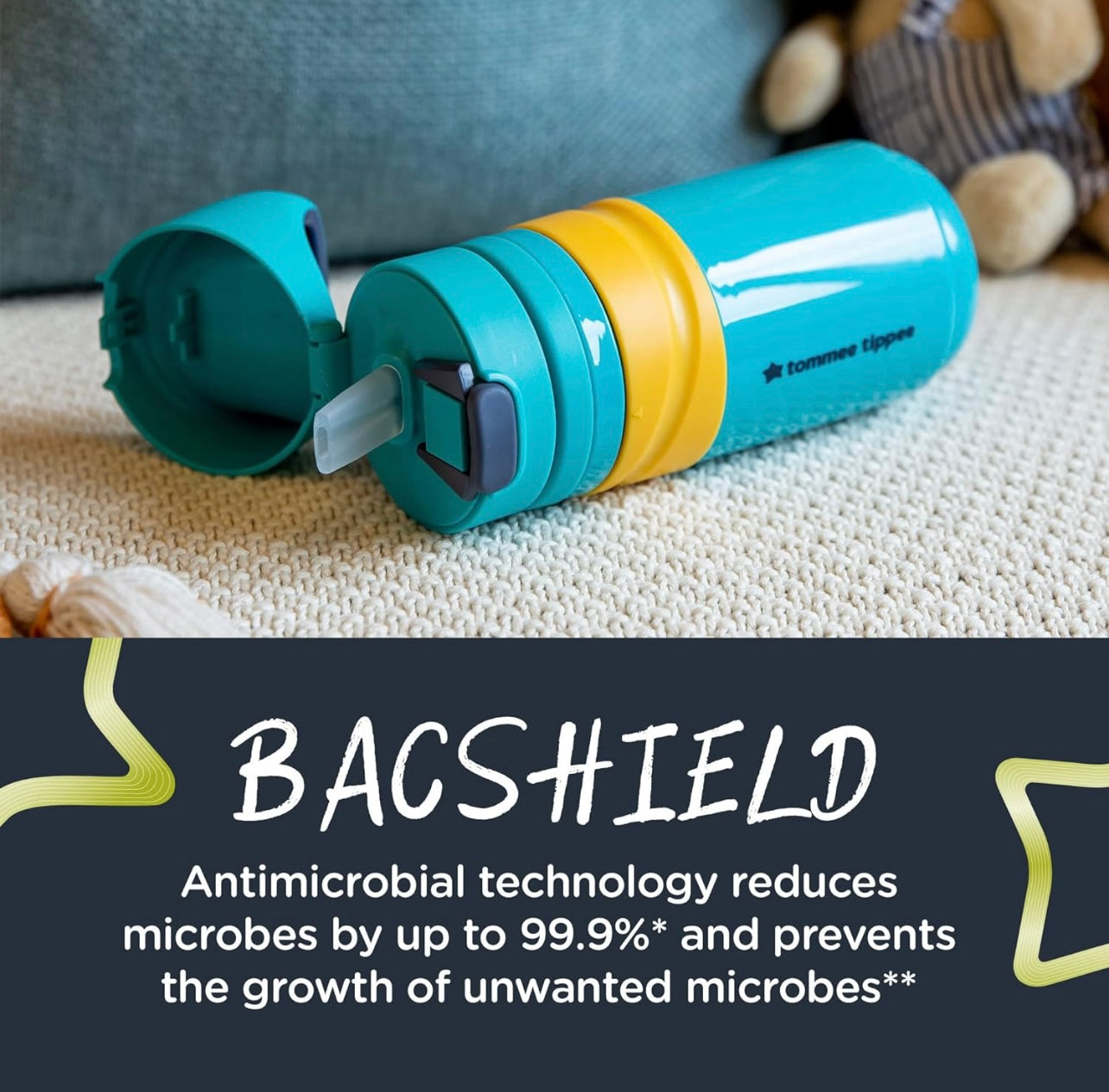 Tommee Tippee 18m+ Superstar 500ml Flip Top Water Bottle Orange