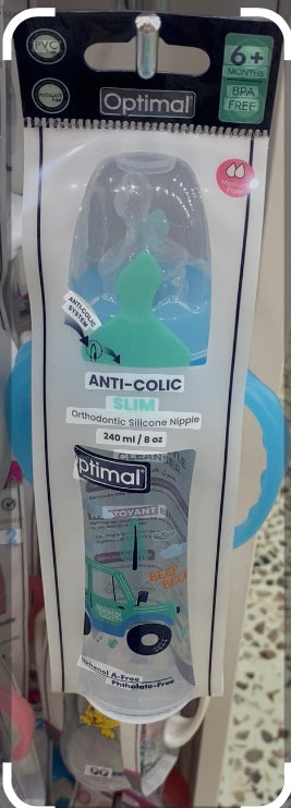 Optimal anti-colic slim orthodontic silicone nipple 240 ml 6 months +
