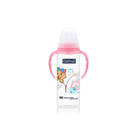 Optimal P.P slim waist feeding bottle with handle 240 ml 6 months &+