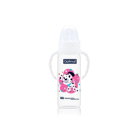 Optimal P.P slim waist feeding bottle with handle 240 ml 6 months &+
