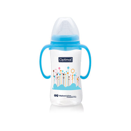 Optimal wide neck feeding bottle with handle 300 ml 6+