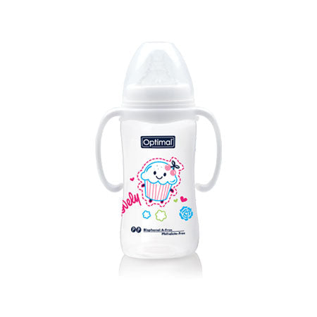 Optimal wide neck feeding bottle with handle 300 ml 6+