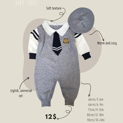 Baby soft wool overall + hat