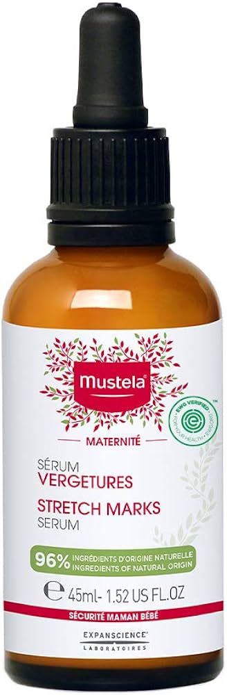 Mustela Maternity Stretch Marks Recovery Serum for Pregnancy - with Natural Avocado & Maracuja Oil - Fragrance-Free & EWG Verified - 1.52 fl. Oz  45ml