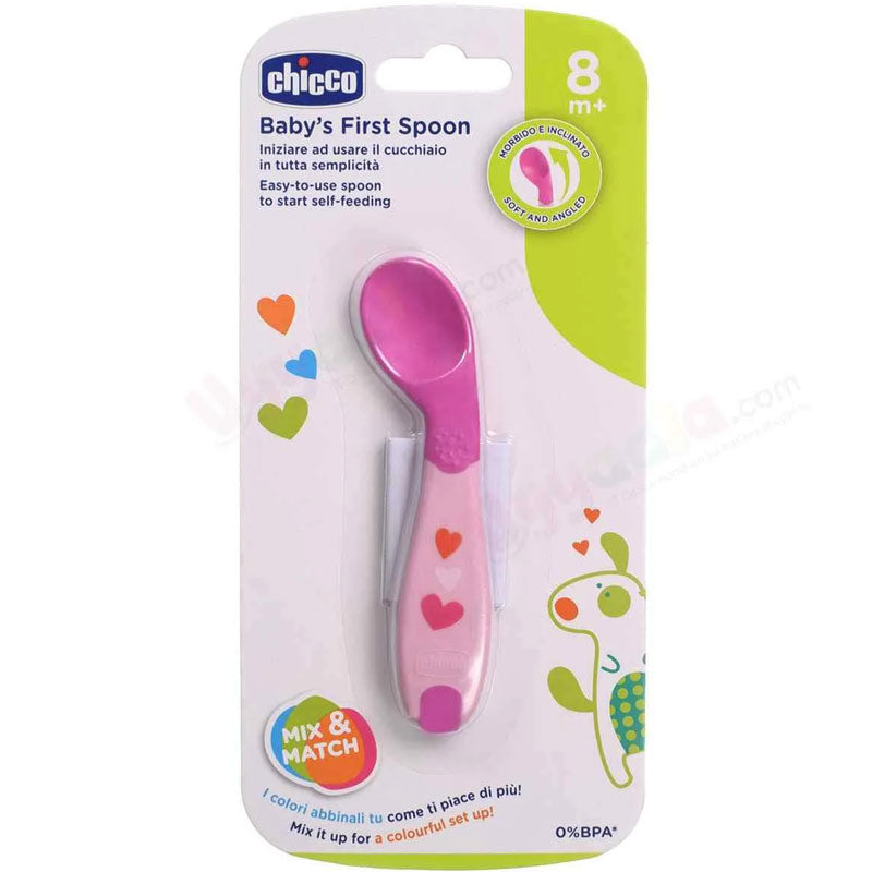 Chicco 8m+ Baby’s First Spoon Soft & Angled Blue