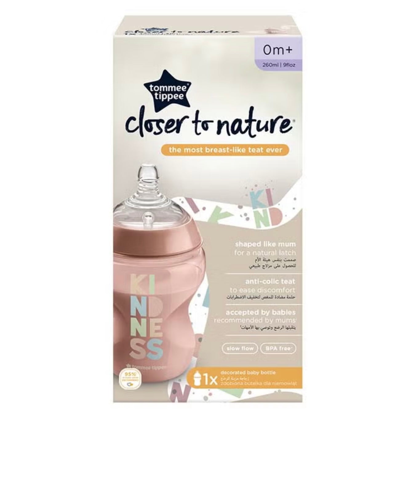 Closer to Nature Baby Bottle Slow Flow Anti Colic Valve 0m+, 260ml