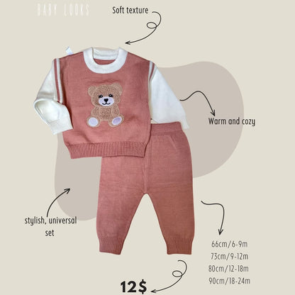 Baby soft wool overall + hat