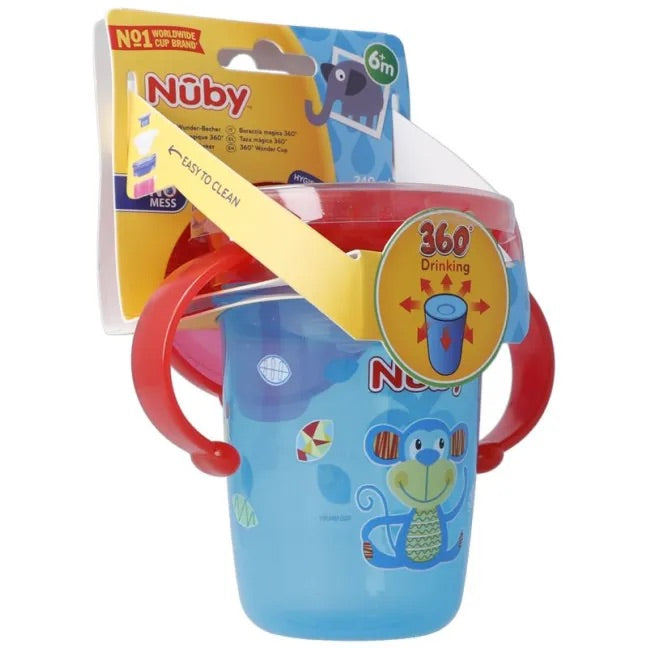 Nuby drinking cup 360° Wonder Cup 240ml with handles leak-proof 6 m+