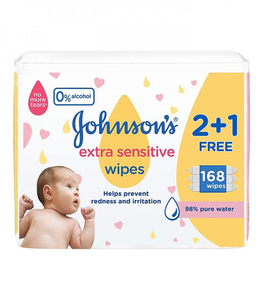 Johnson's Ultra Sensitive Baby Wipes 2+1* 56 Wipes