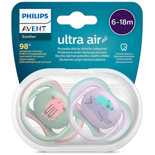 Avent 6-18m Pacifiers Ultra Air Cat