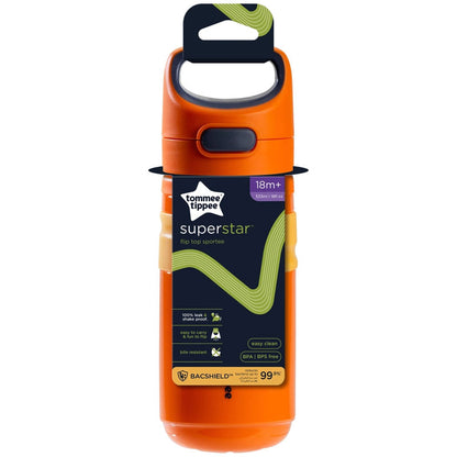 Tommee Tippee 18m+ Superstar 500ml Flip Top Water Bottle Orange