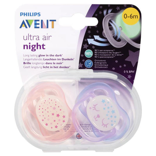 PACIFIERS
Avent 0-6m Pacifiers Ultra Air Night Glow In The Dark Pink