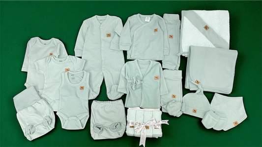 Baby cotton hospital set mint green