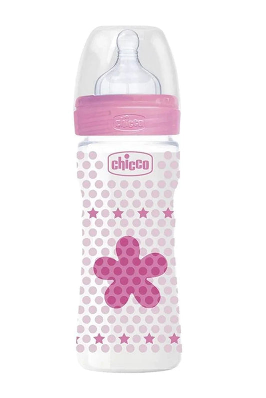 CHICCO Well-Being Plastic Bottle 2M+ Pink