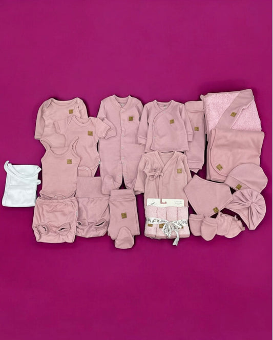 Baby cotton hospital set dusty rose