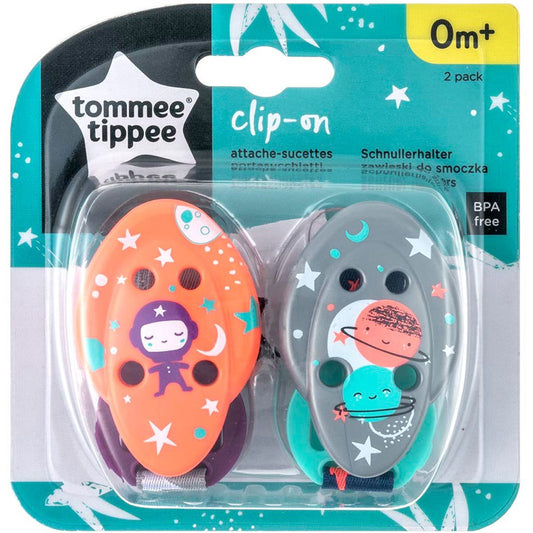 Tommee Tippee 0m+ 2x Clip On Soother Holders Space