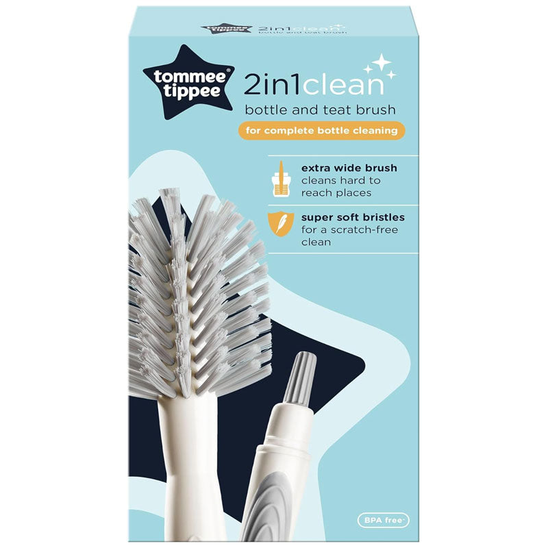 Tommee Tippee 2 in 1 Clean Bottle & Teat Cleaning Brush White