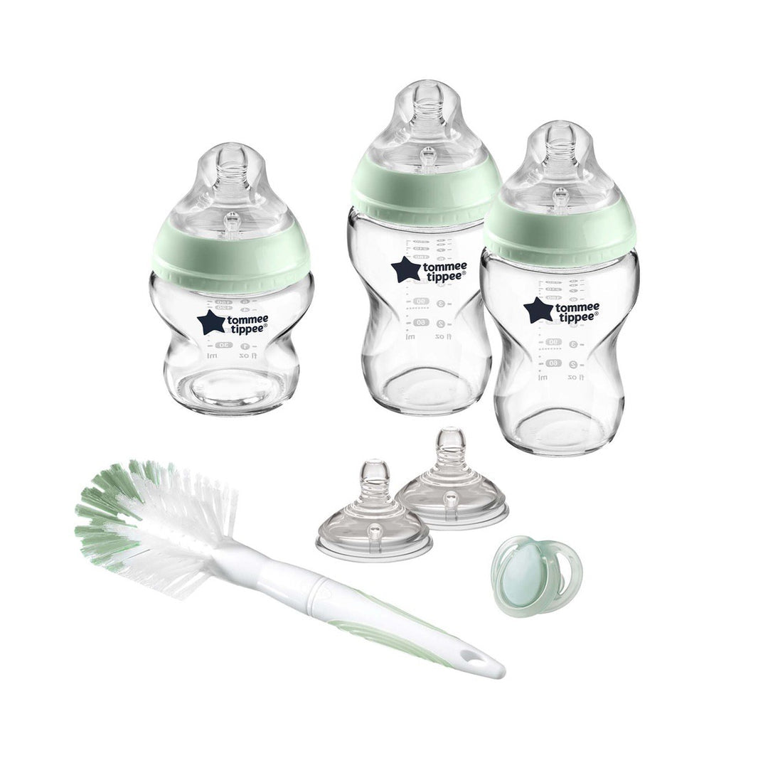 Tommee Tippee Closer To Nature Glass Feeding Bottle Kit, Starter Set Clear