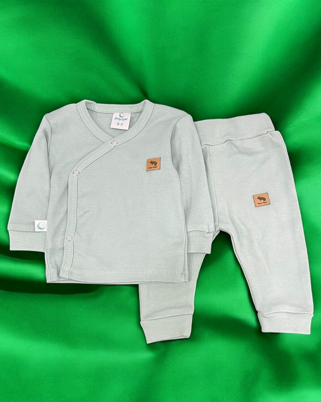Baby cotton hospital set mint green