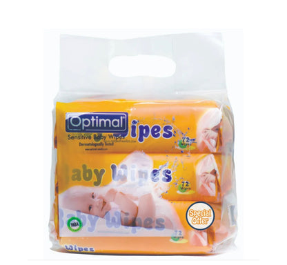 Optimal sensitive baby wipes pack of 3