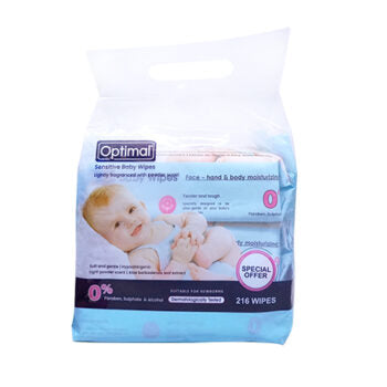 Optimal sensitive baby wipes pack of 3