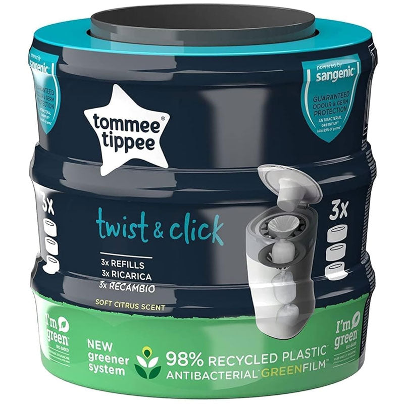 Tommee Tippee Twist & Click 3x Refill Packs Of Trash Bin Bags