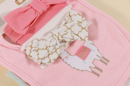 5 pieces bib set with hair accessories