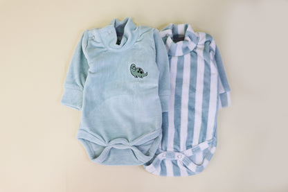 x2 Pieces Baby Boy velvet bodysuit