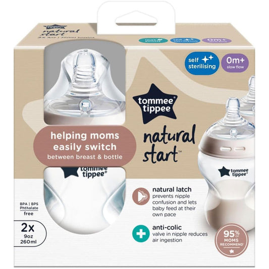 زجاجة رضاعة تومي تيبي 0m+، 2 × 260 مل