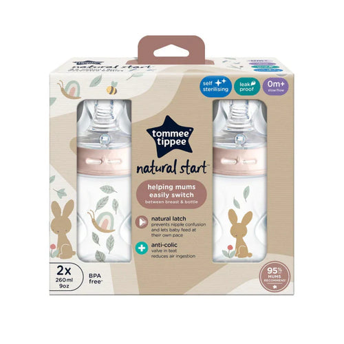 Tommee Tippee Closer To Nature 260ml Baby Bottles Pink 2-Pack